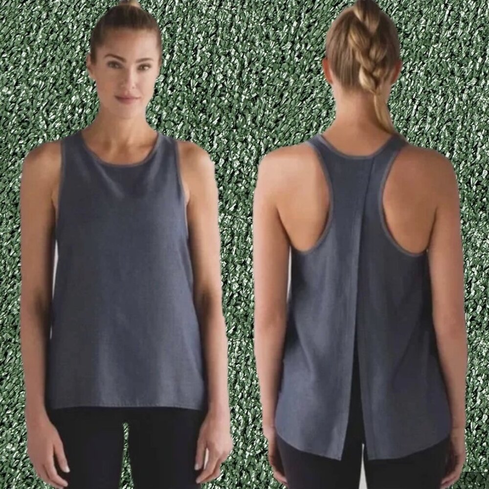 Lululemon All Tied Up Tank Top Tencel Deep Navy Blue Women’s Size 4 Open Back